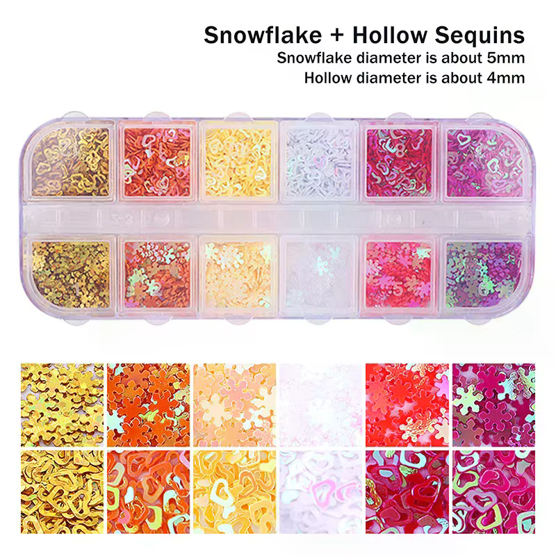 Holographique doux amour coeur Nail Art paillettes