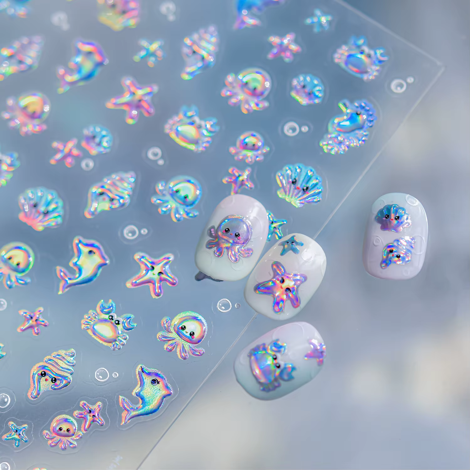 Autocollants pour Nail Art en gelée d'océan