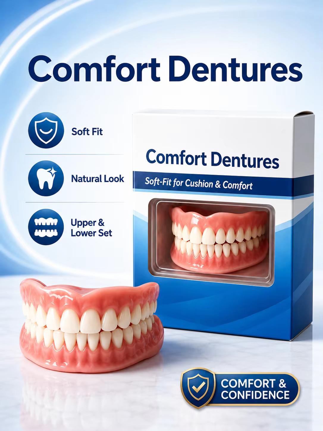 Prothèses dentaires, dents artificielles, pose instantanée, aspect naturel, ajustement confortable pour les dents manquantes chez les adultes, obtenez votre sourire.