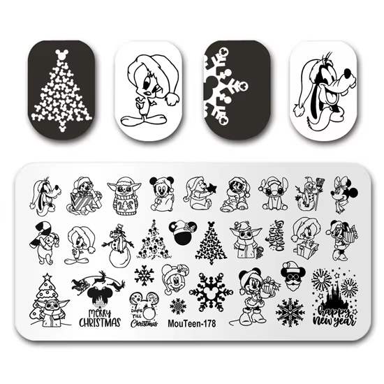 Nail Art Estampage MouTeen-243 Disney Noël Hiver Neige