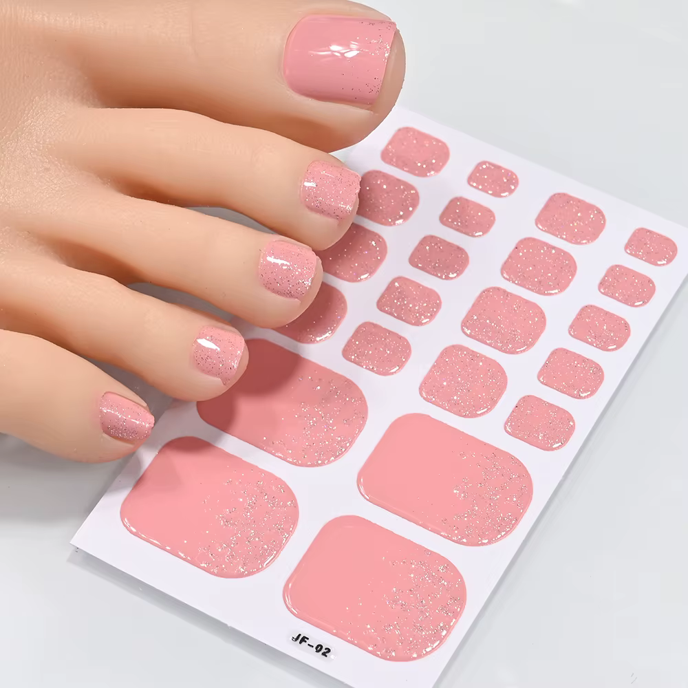 5 feuilles/110 pointes été paillettes orteil ongles autocollants couverture complète