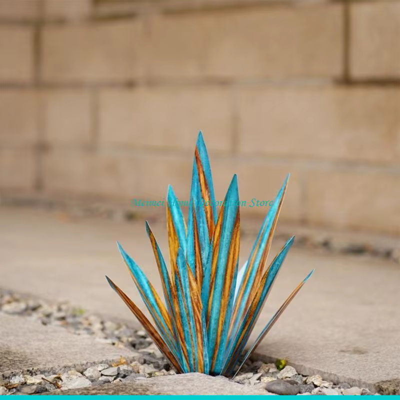 H7BF – décorations jardin en Agave pour piquet extérieur, Sculpture Tequila peinte à main