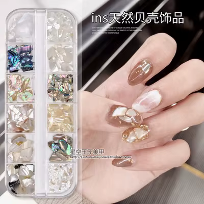Nail Art Aurora coquille flocons ormeau ongles breloques 3D tranche irrégulière
