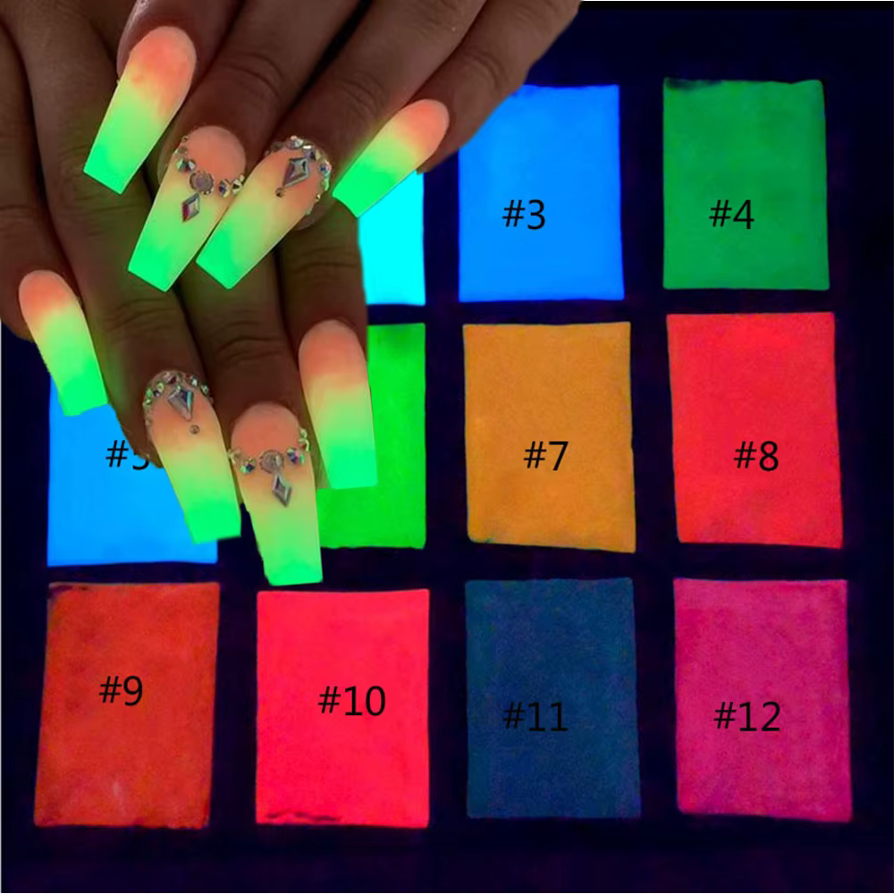 Poudre à ongles au phosphore lumineux