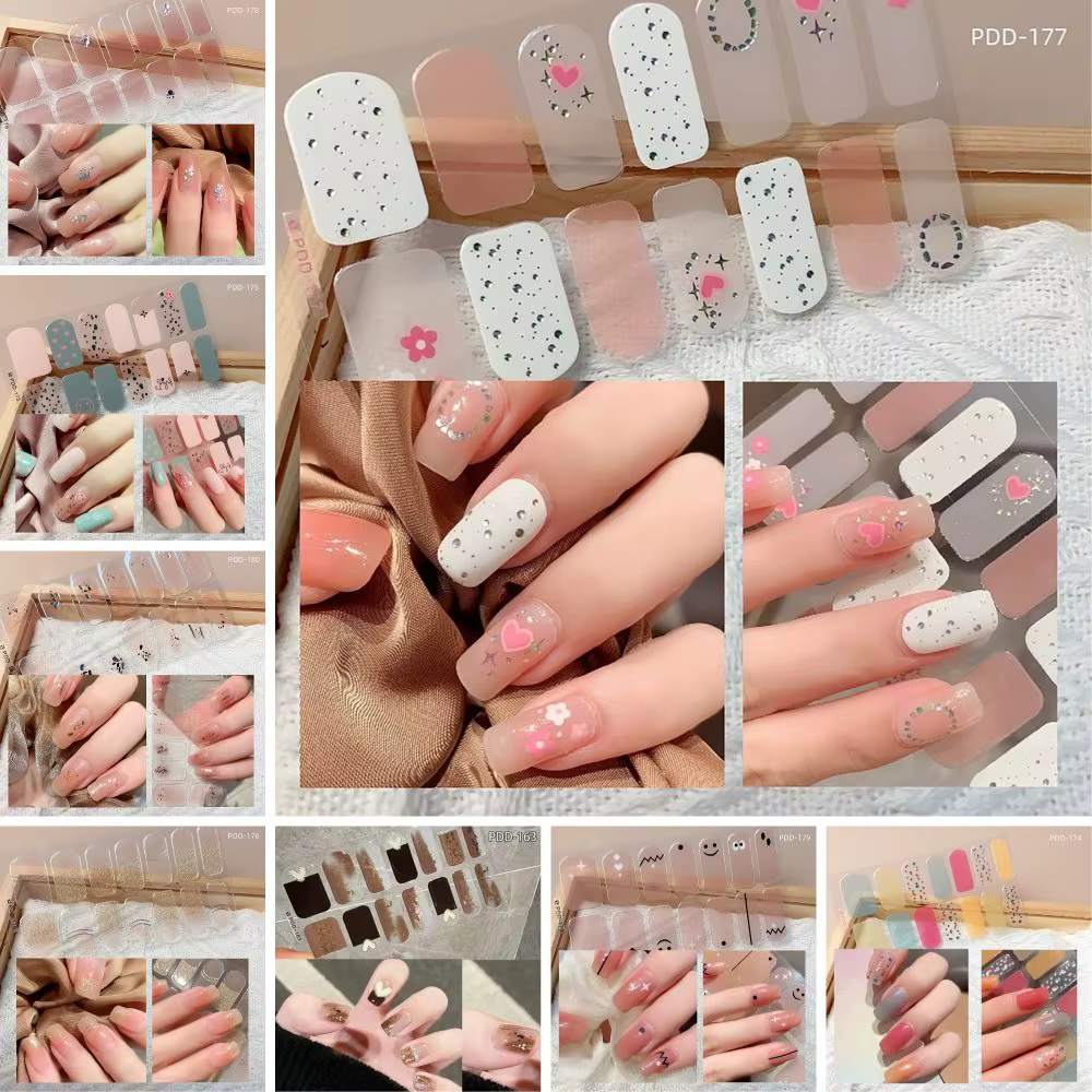 14 bandes d'autocollants pour ongles en Gel