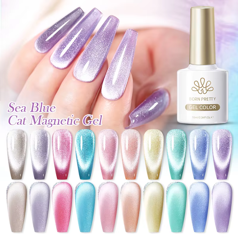 BORN PRETTY – vernis à ongles Gel magnétique chat bleu mer