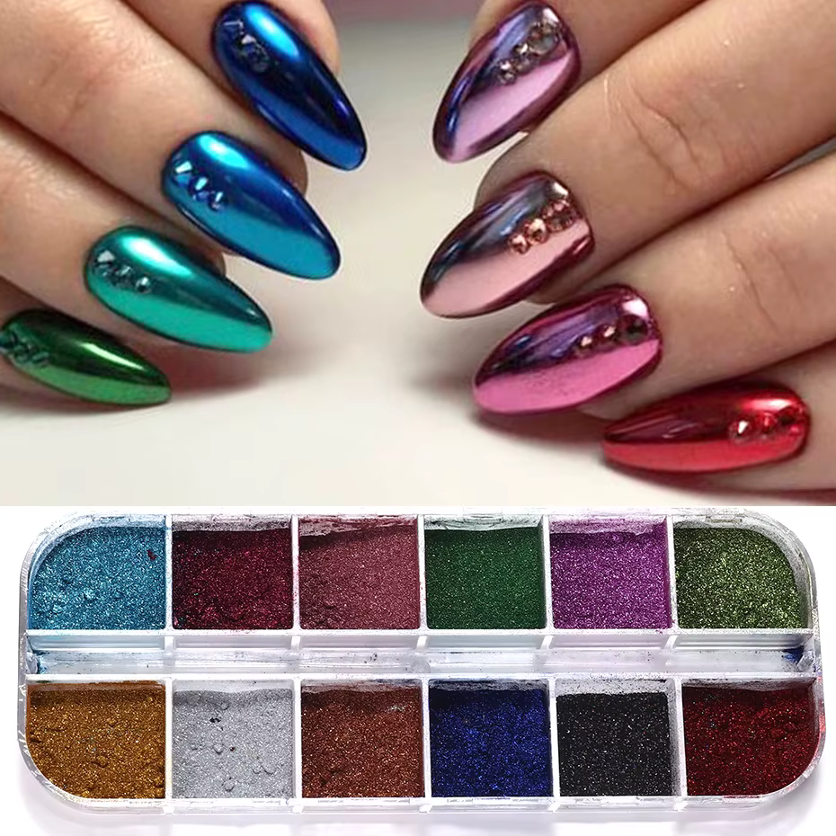 Poudre métallique pour ongles