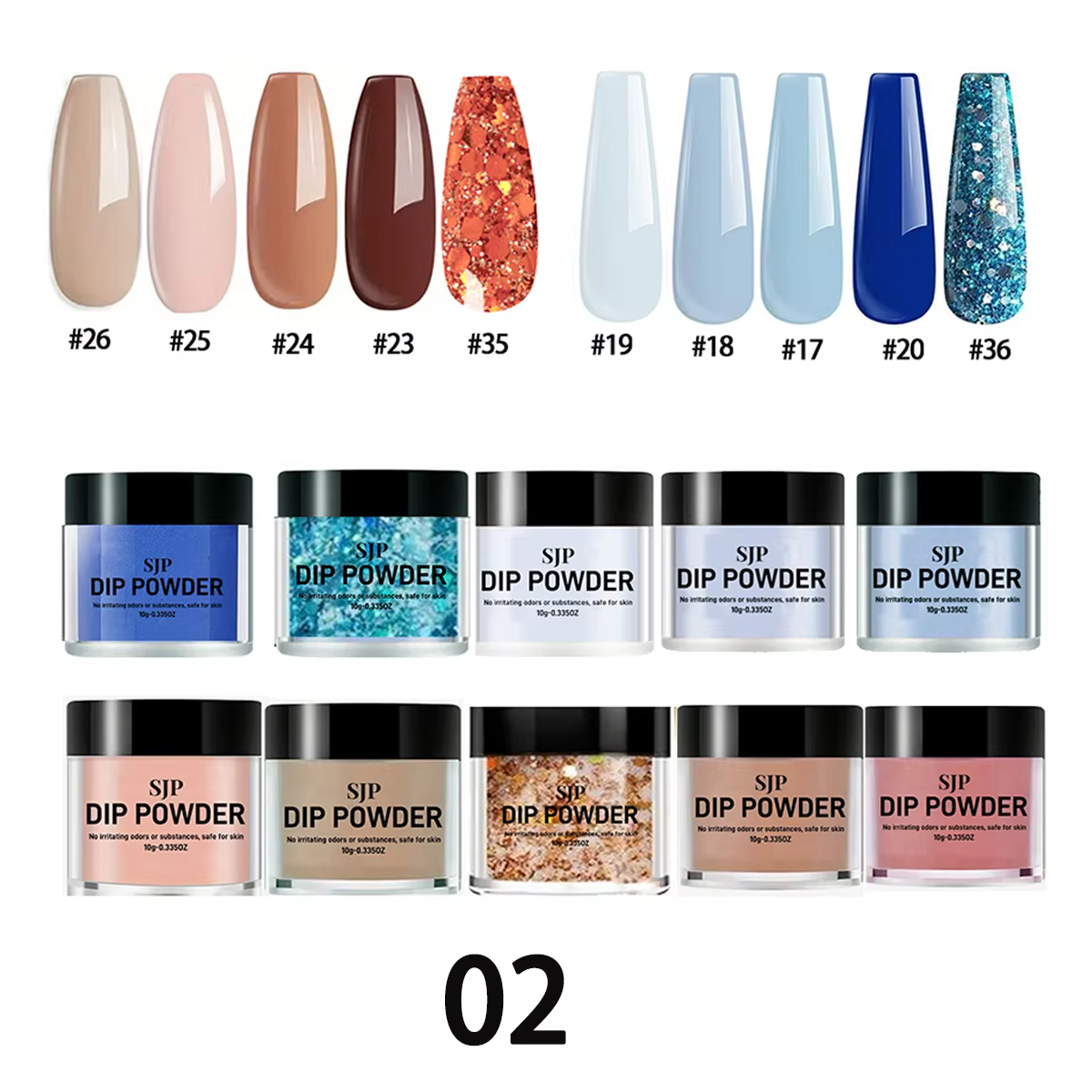 1 ensemble de 10 poudres acryliques colorées longue durée pour ongles