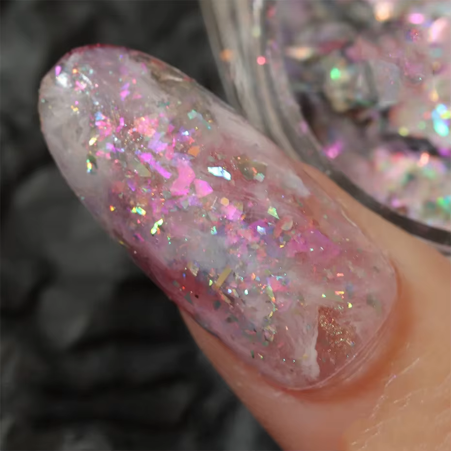 12 grilles 3D flocons Aurora ongles paillettes