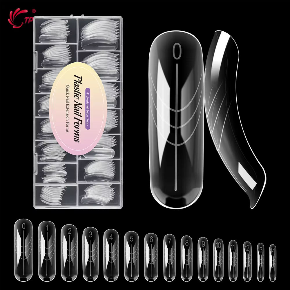TP 150 pièces formes d'ongles cercueil incurvées longues moule à ongles clair pour Gel d'ongle Poly Extension acrylique