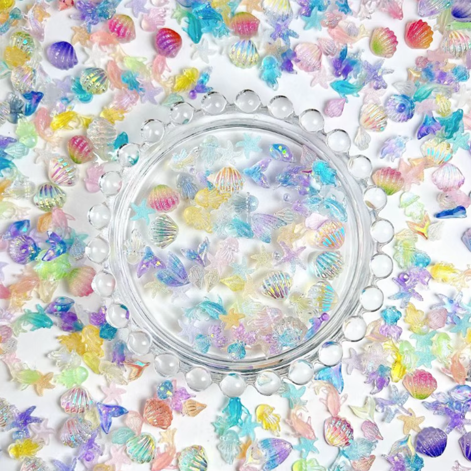 50/100 pièces créer une perle d'ongle de coquille de simulation 3D