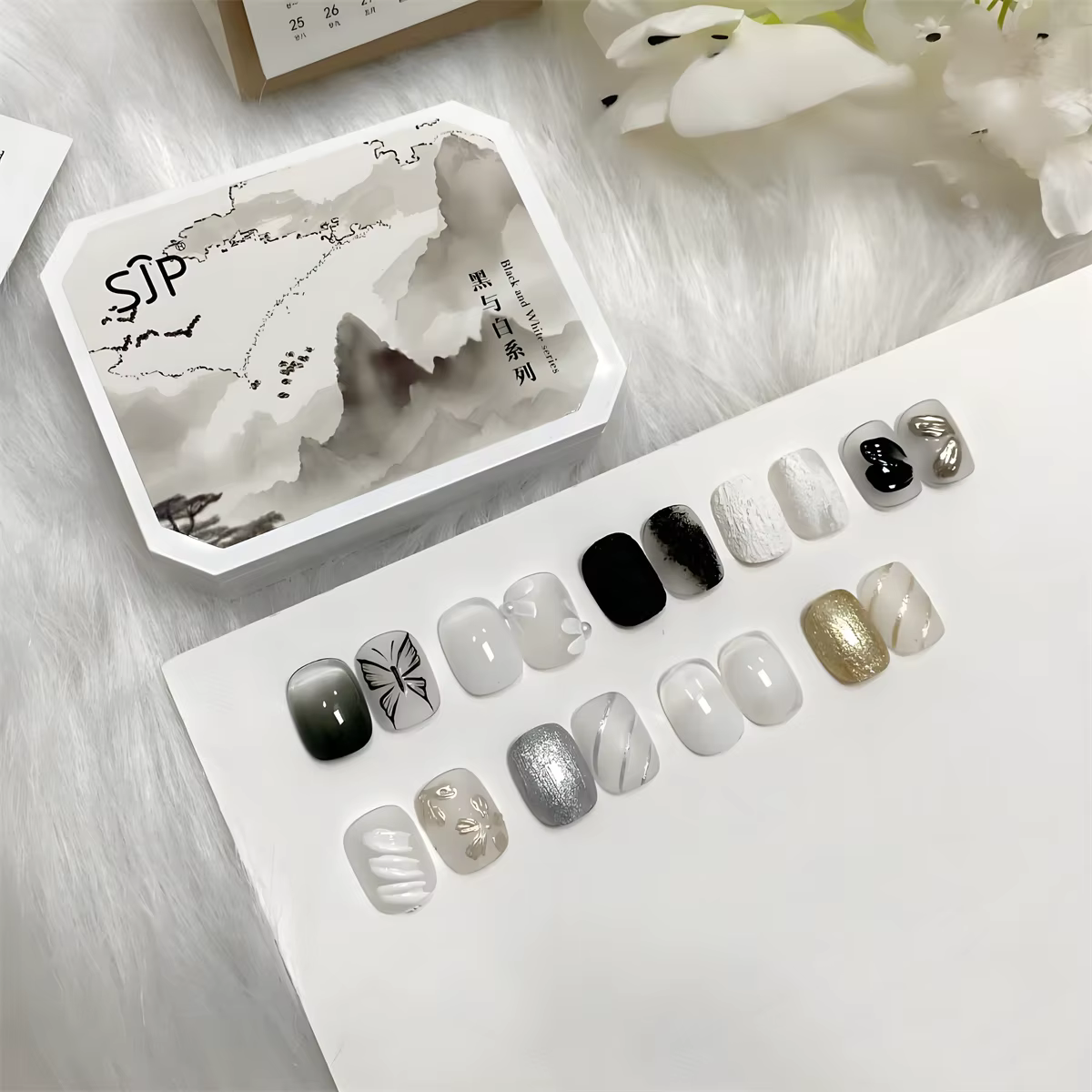 1 pièce de gel vernis à ongles solide noir et blanc