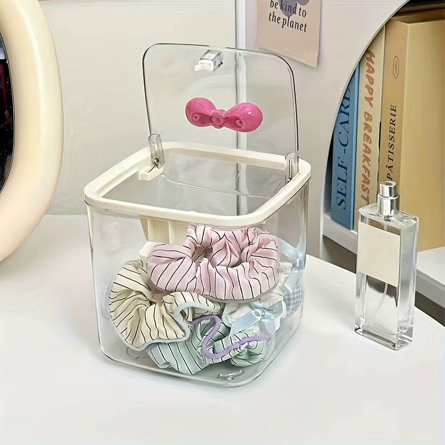 Organisateurs de rangement d'accessoires pour cheveux, support de rangement d'accessoires de vanité, boîte anti-poussière, conteneurs de rangement de linge, salle de bain