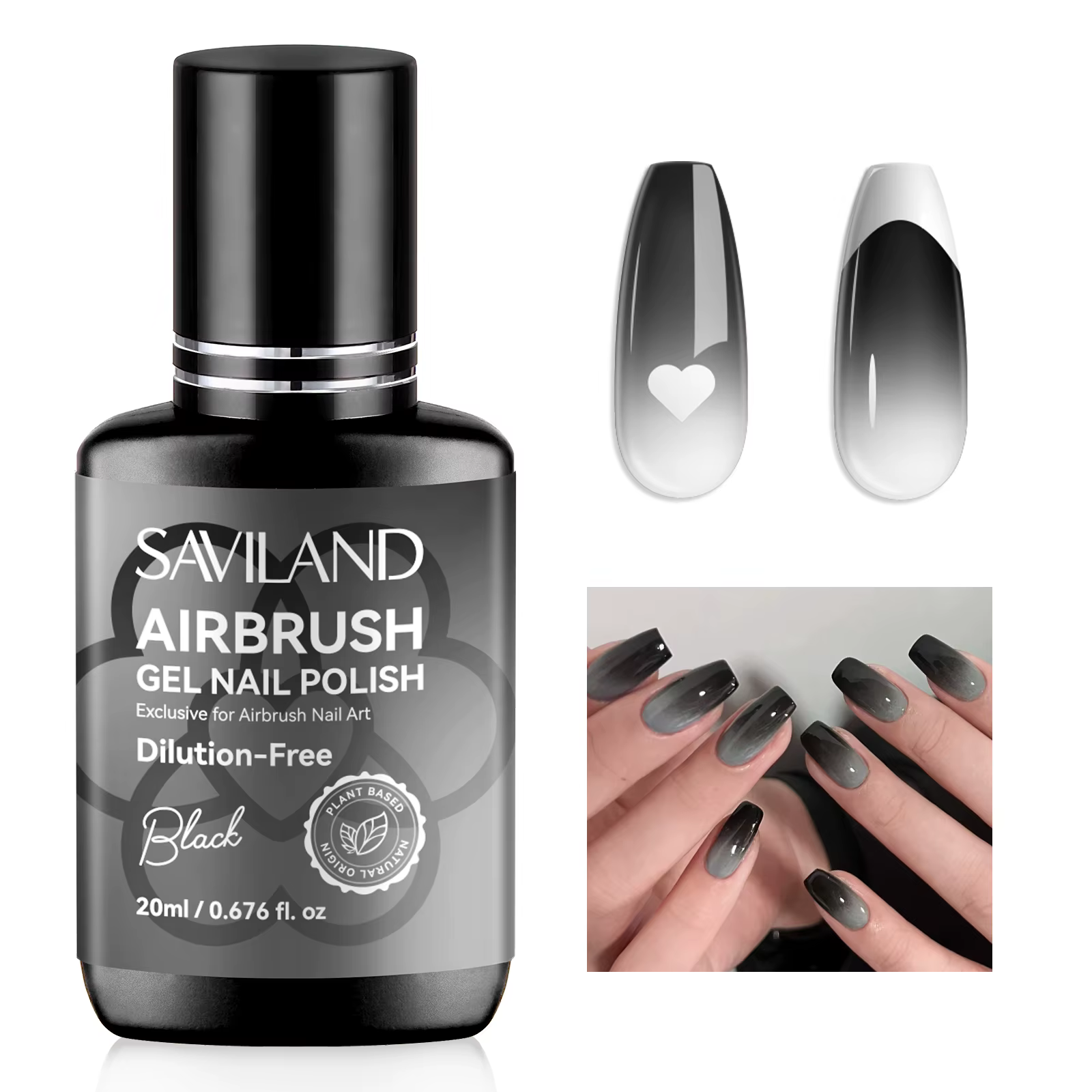 SAVILAND 20ml aérographe Gel vernis à ongles sans dilution blanc noir