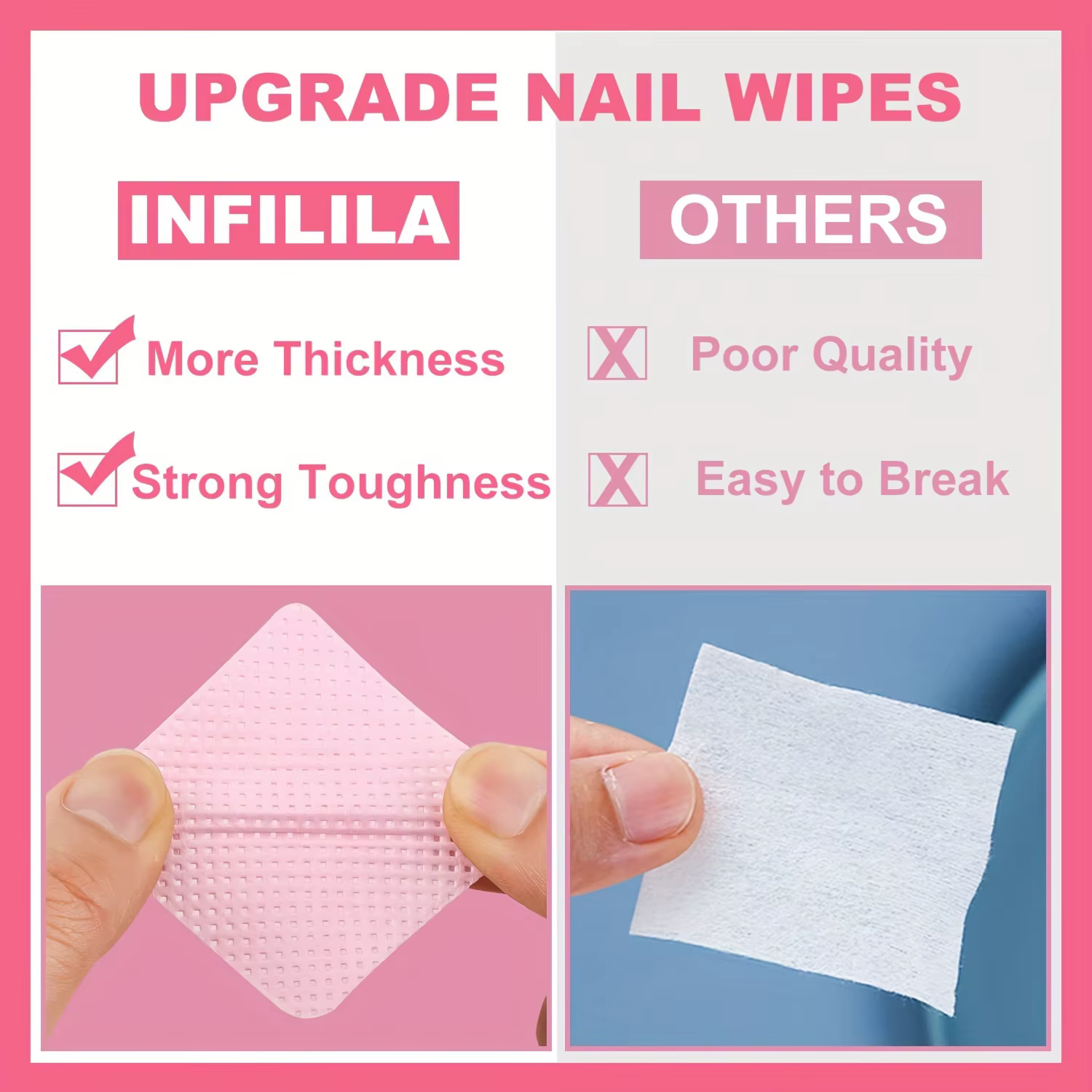 20/600 pièces lingettes à ongles non pelucheuses Gel tissus de nettoyage tampons dissolvant de vernis