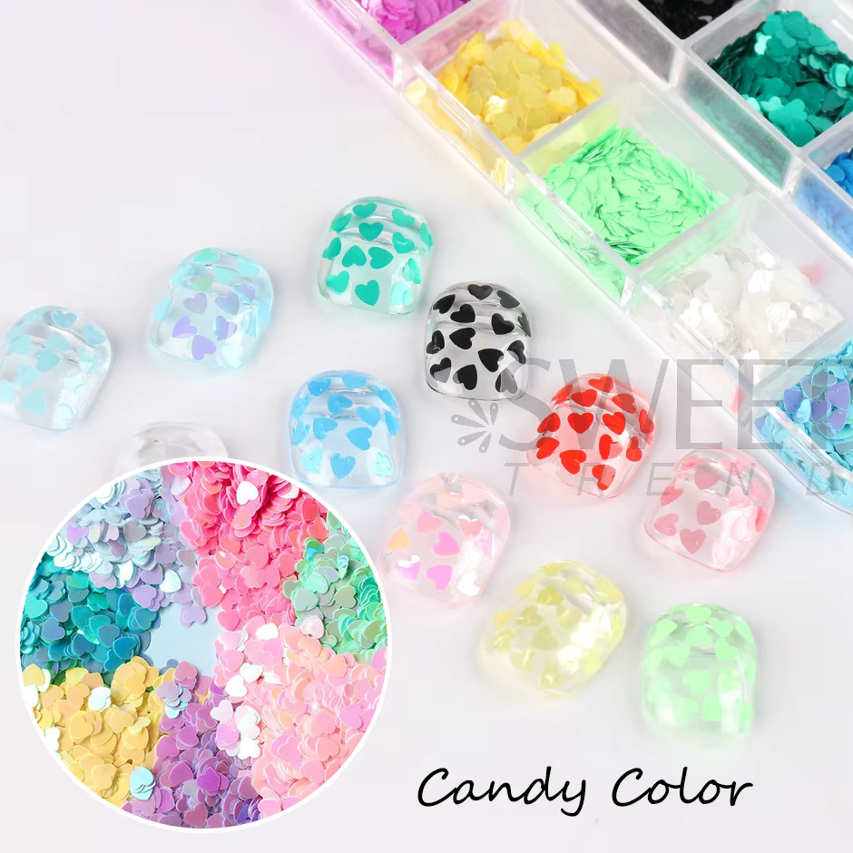 Paillettes en Forme de Cœur d'Amour pour Décoration