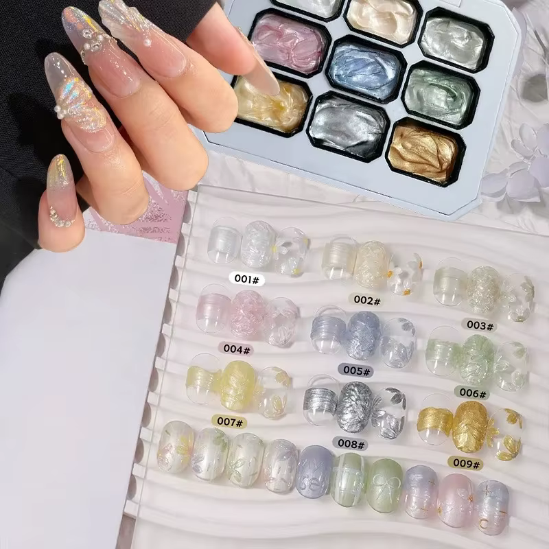 Vernis à ongles gel solide effet nacré 9 couleurs