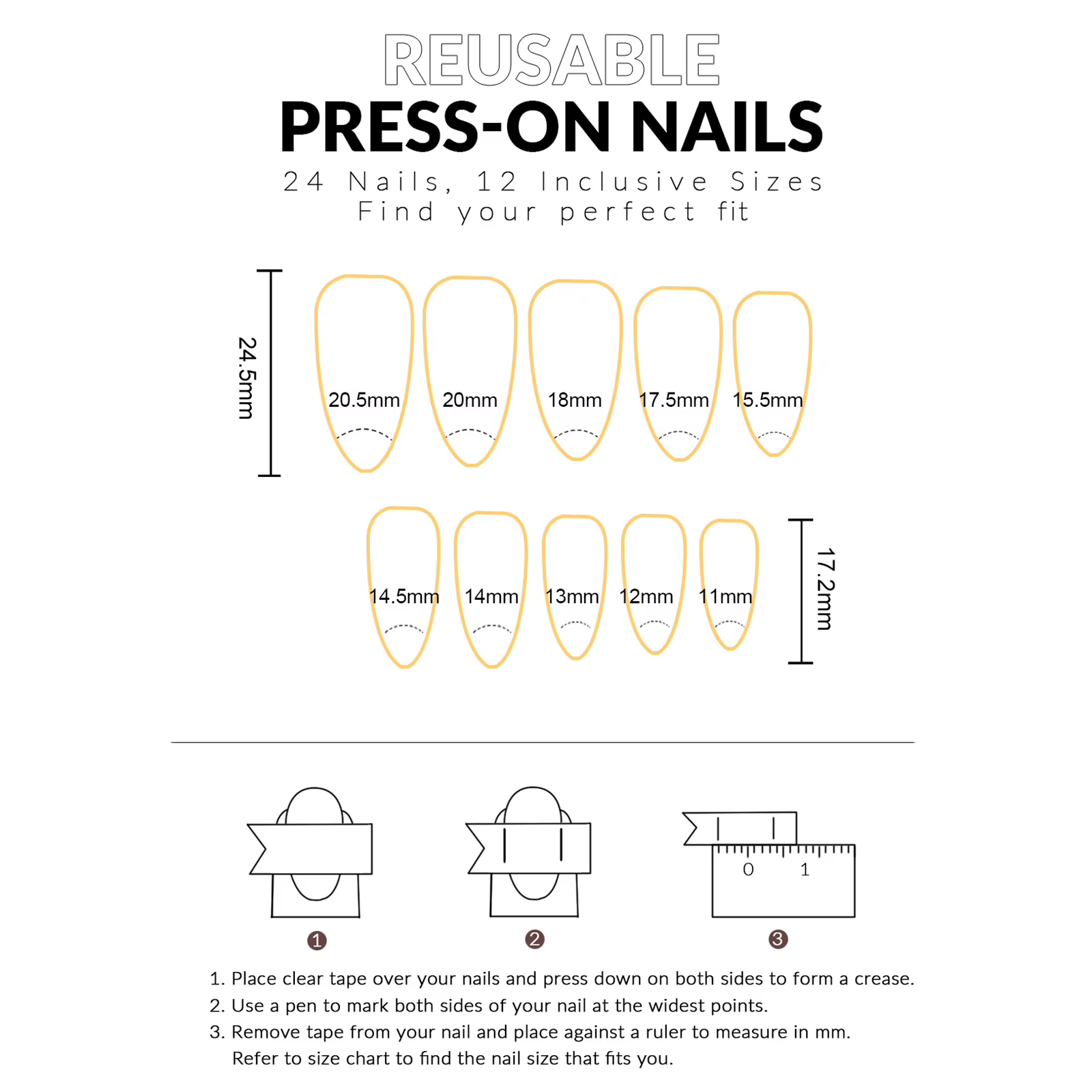 Faux ongles en amande dégradée blanche