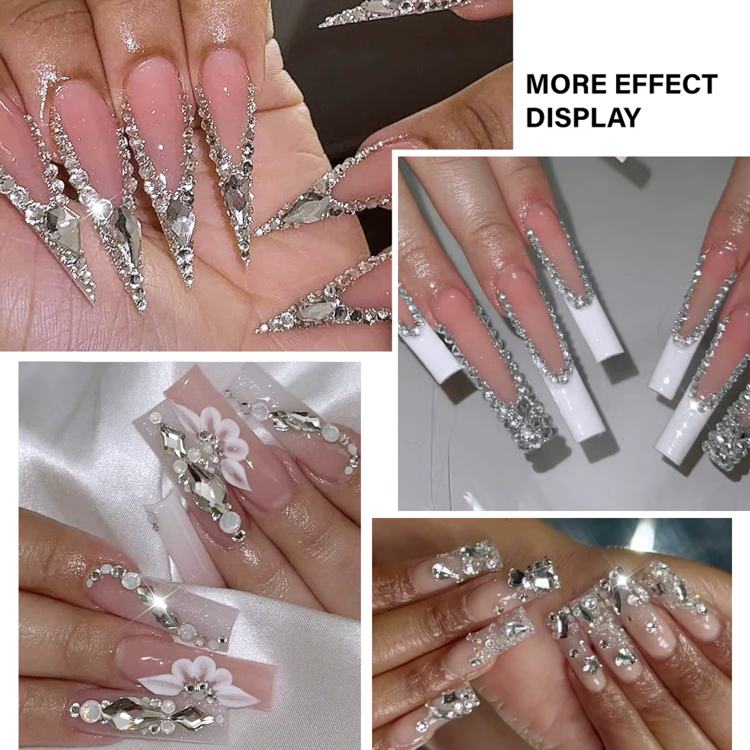 1 boîte de strass transparents brillants pour ongles SS6-SS16