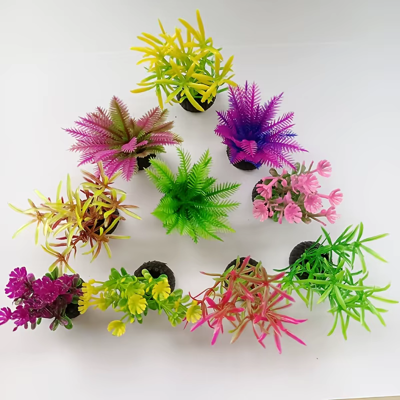 Plantes d'aquarium artificielles Abropérer Seed Vibrant, poissons divers et réalistes, décor incité précieux, 10 pièces