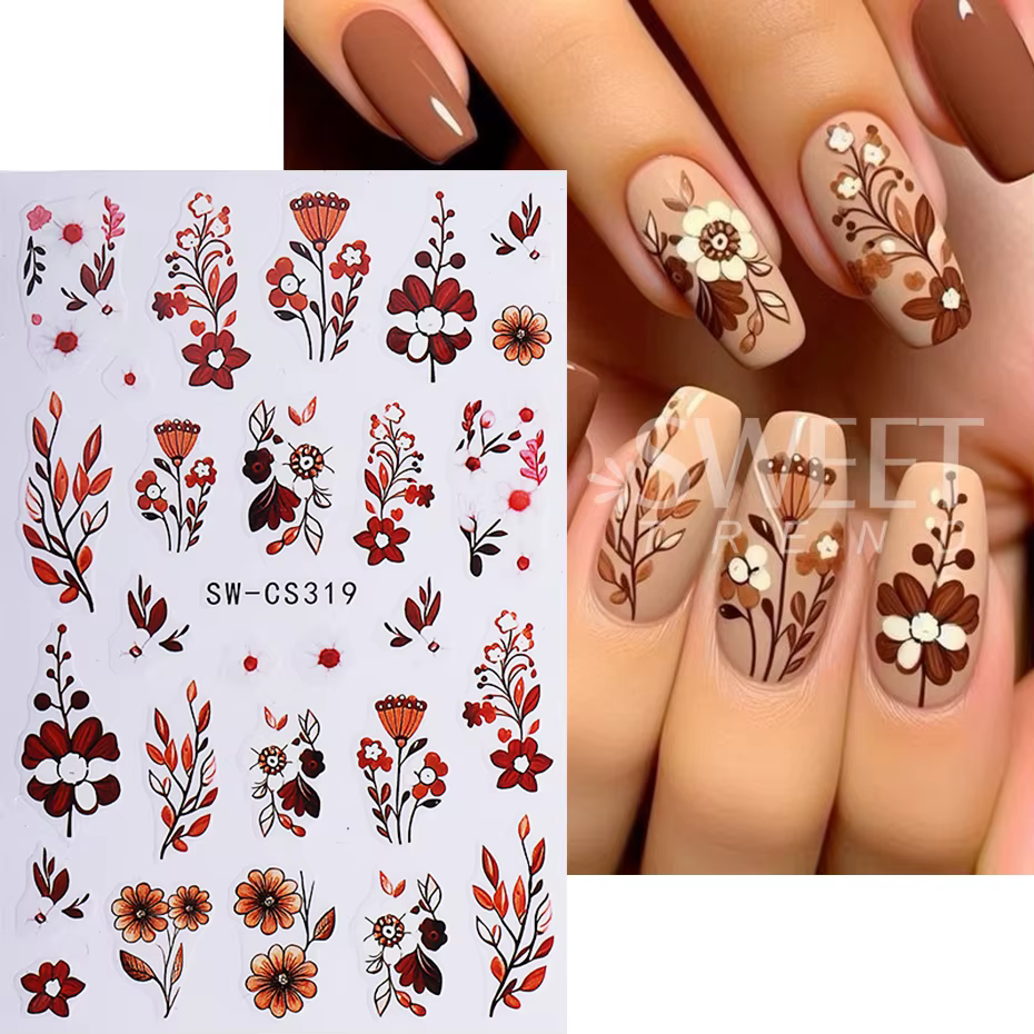 Autocollants pour ongles en feuille d'érable d'automne