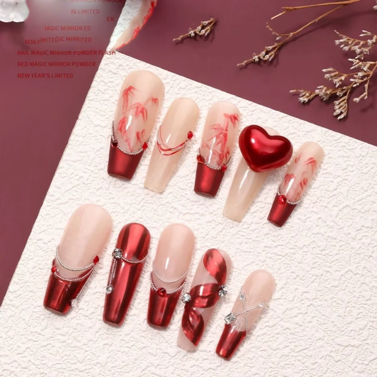 1 pot de poudre à ongles rouge de Noël