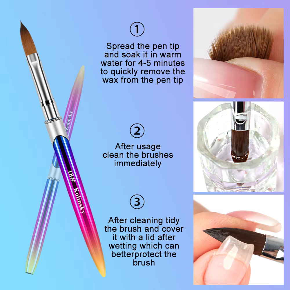 Kolinsky brosse à ongles pour manucure Gel
