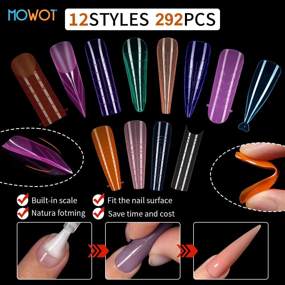 MOWOT 292 pièces couleur double forme ongles moule ensembles acrylique