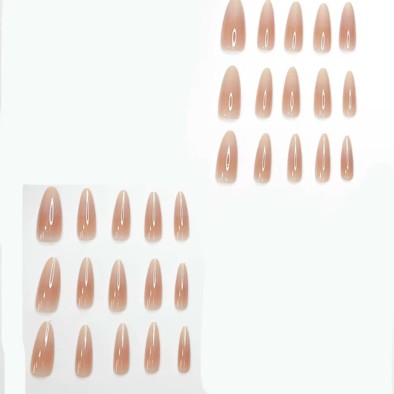 Ongle dégradé minimaliste français long de 24 pièces avec 1 gelée et 1 lime à ongles