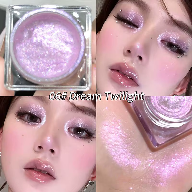 Gel surligneur à paillettes roses