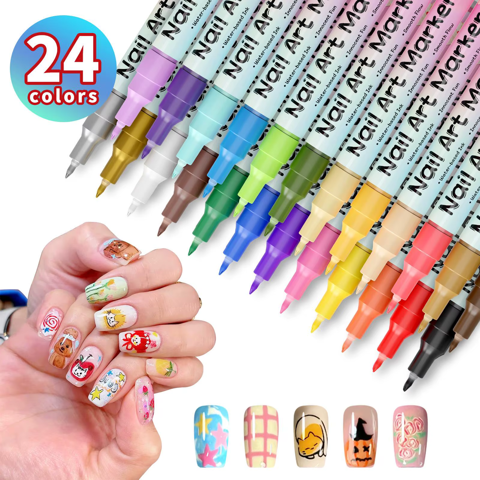 Marqueurs pour nail art 24 couleurs