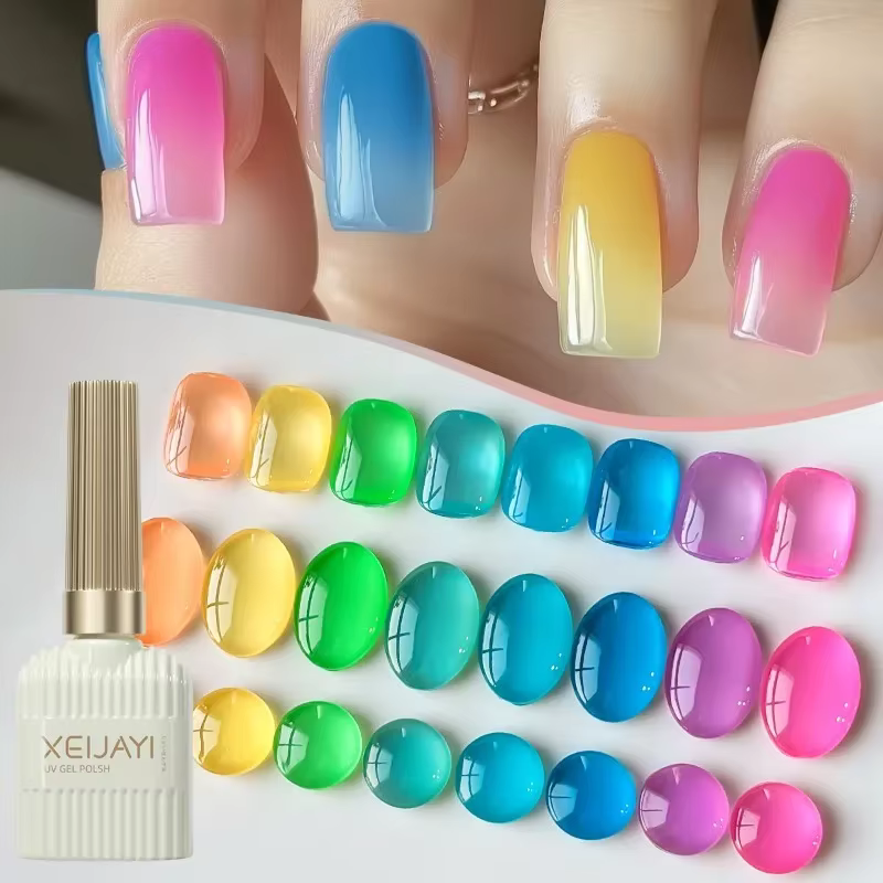 2025 nouveau 8 couleurs ensemble été glace à travers Macaron méthyl Gel populaire blanchissant gelée vert