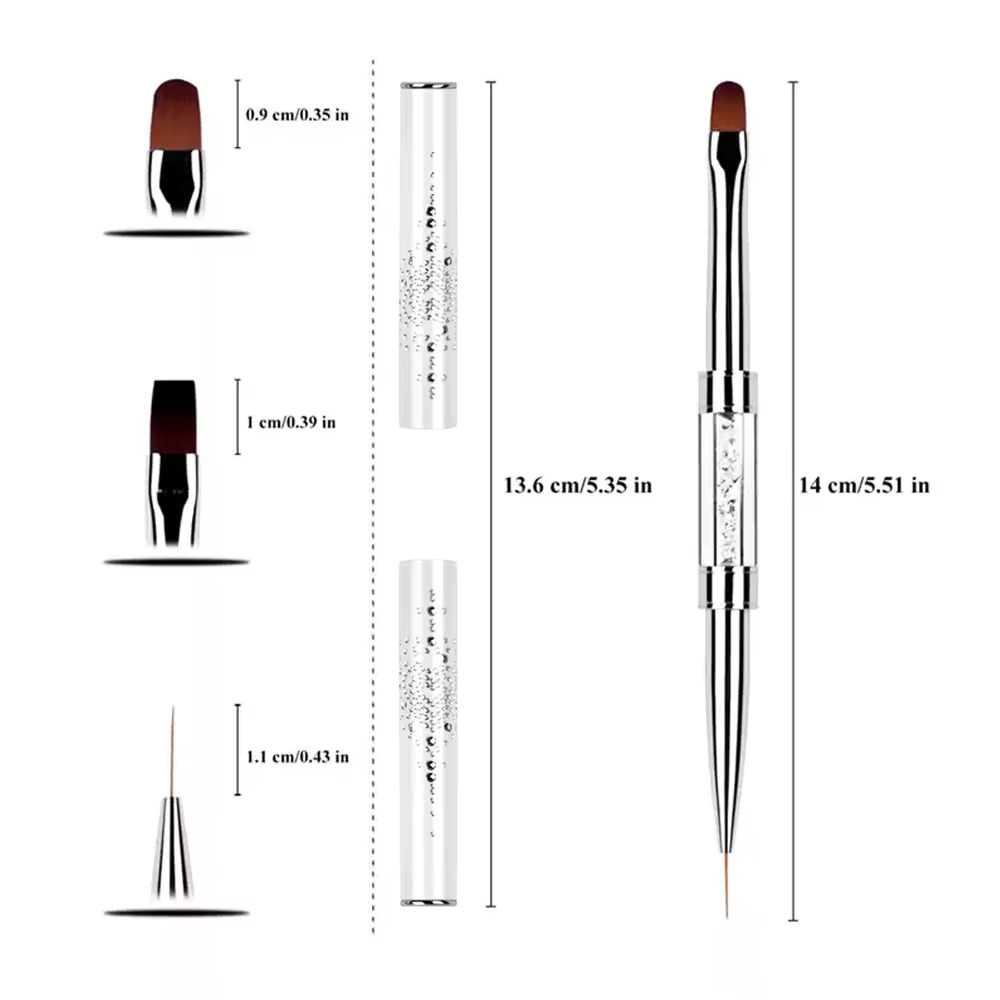 Brosse professionnelle de conception de Construction d'ongles à double extrémité