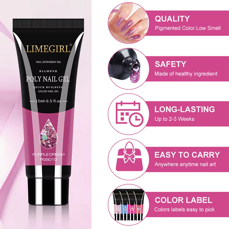Kit de Nail Art LIMEGIRL : Gel Poly Extension