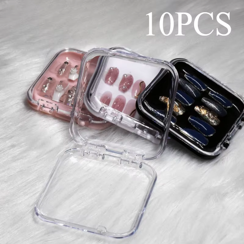 Boîtes à ongles vides pour l'emballage, boîte de forme carrée, vente en gros de pointes d'ongles, étui d'emballage à pression pour petites entreprises, 10 pièces