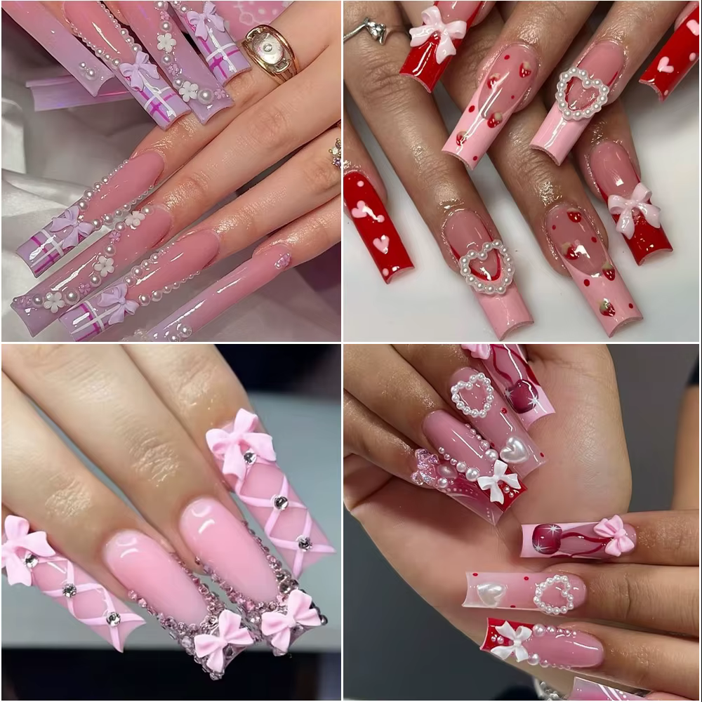 Breloques pour ongles en résine rouge