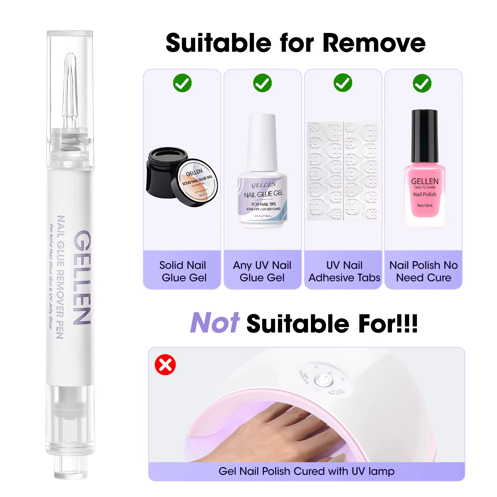 Stylo Dissolvant de Colle à Ongles GELLEN