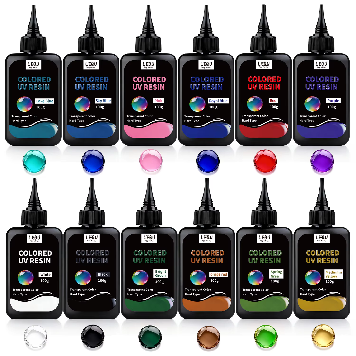 Résine UV, ensemble de résine UV couleur unie 12 couleurs