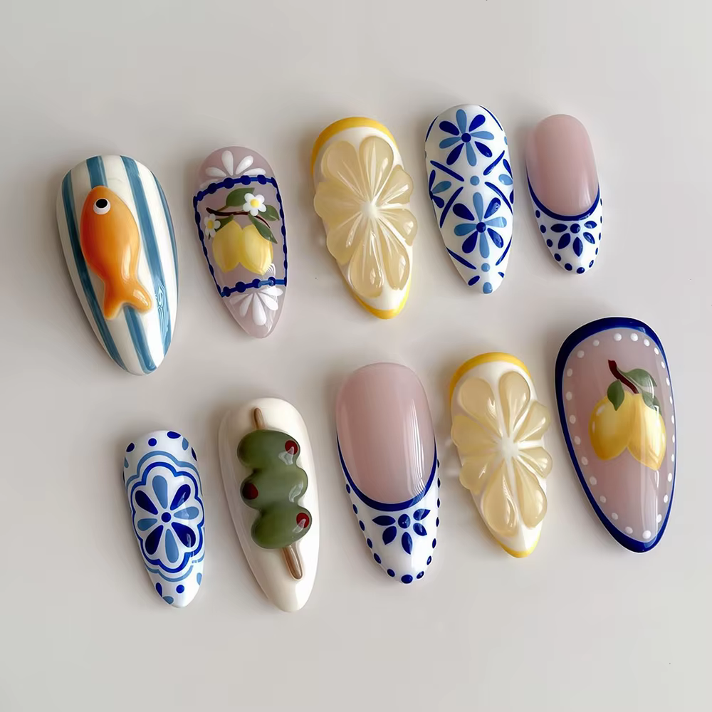 24 faux ongles français mignons à presser