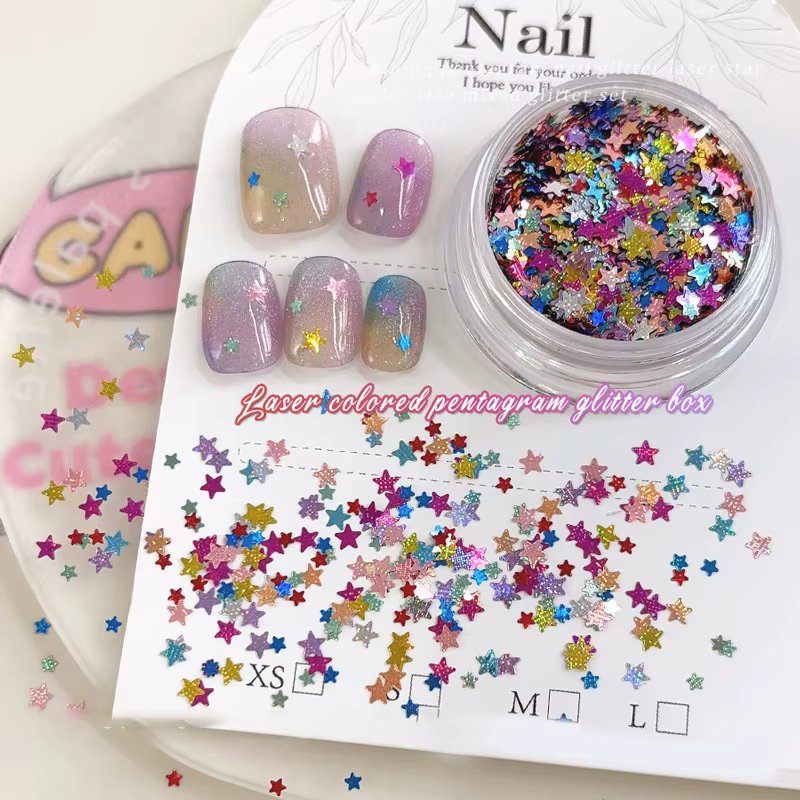 1 boîte de paillettes étoiles pour ongles