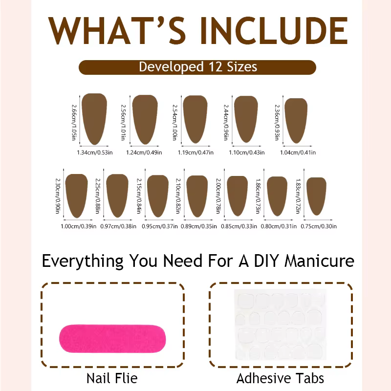 24 faux ongles à presser en forme d'amande