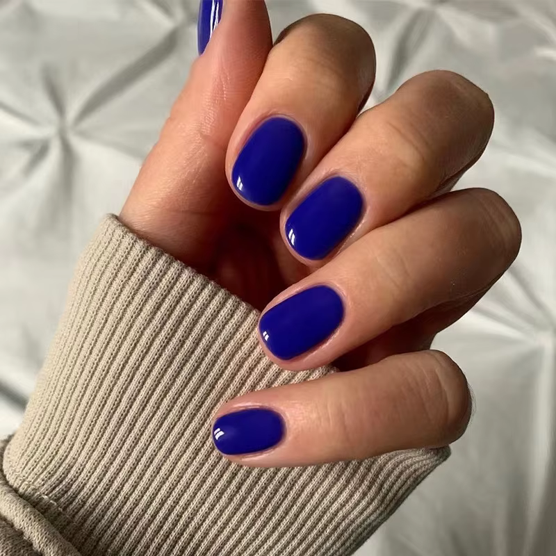 24 pièces/ensemble couleur unique brillant Faux ongles couverture complète amovible