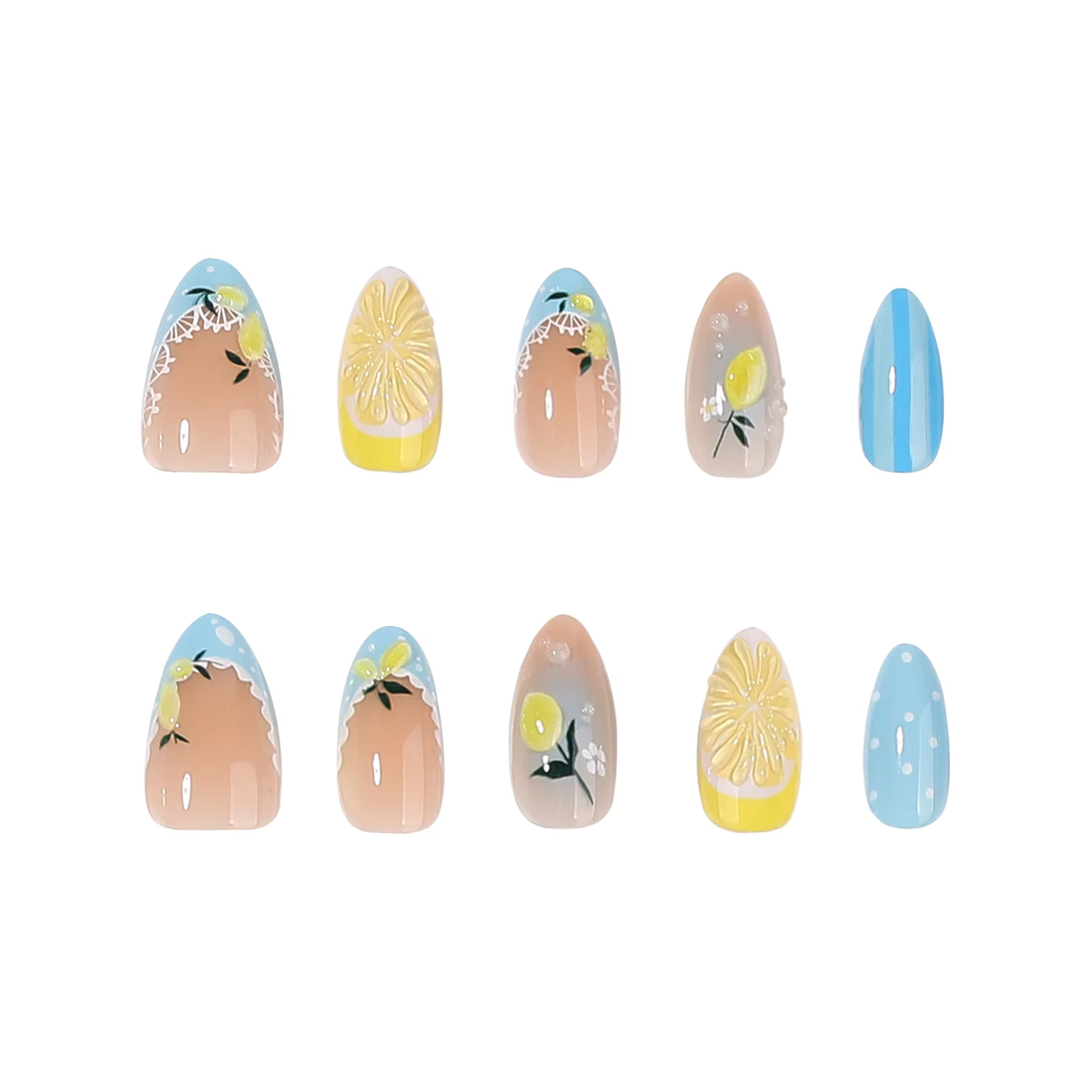 Faux ongles minimalistes 3D au design citron
