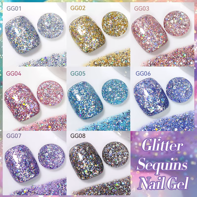 LILYCUTE rose argent paillettes Gel vernis à ongles brillant