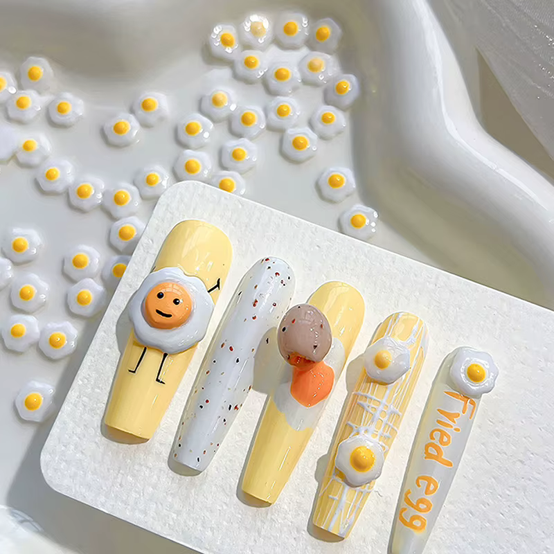 Mini œufs pochés 3D, décorations pour Nail Art