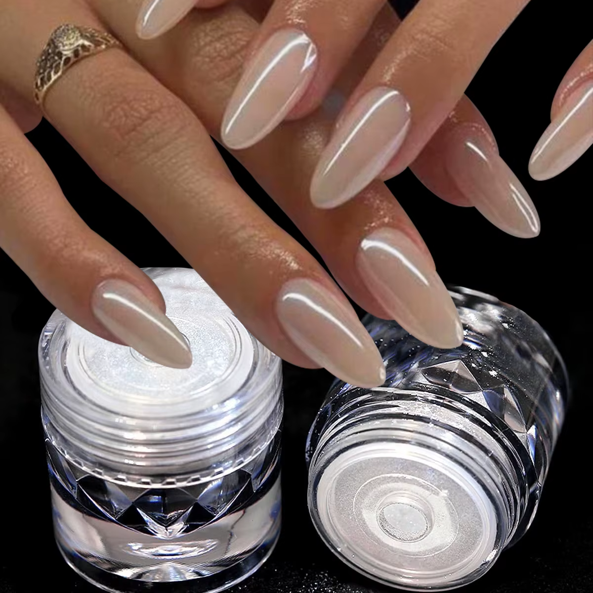 Le "Donut glacé" lueur ongles paillettes Chrome effet de lumière de lune