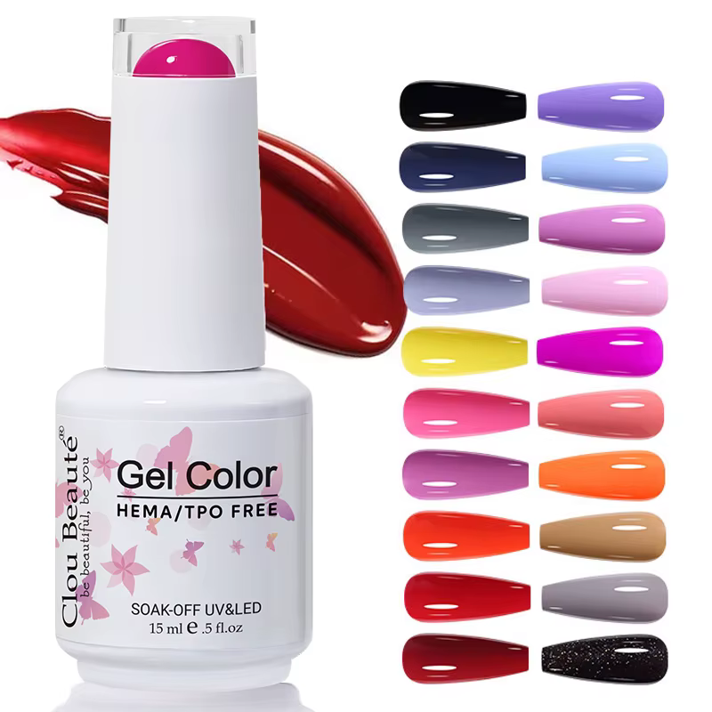 Clou Beaute Gel Color Hema TPO Free 15ml Vernis à ongles gel UV Soak Off pour Nail Art et Manucure