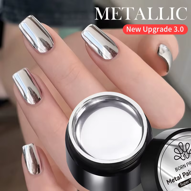 BORN PRETTY 5ml mise à niveau peinture métallique Gel vernis fort argent Style français Nail Art tremper Gel
