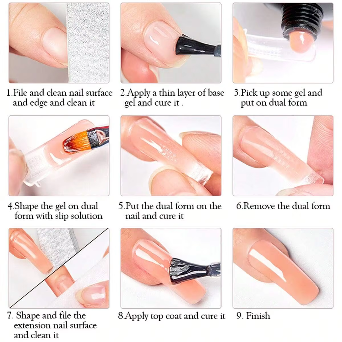 8 pièces/ensemble 20ml ensemble de Gel d'extension rapide clair rose ongles UV Gel pointe forme acrylique tranche