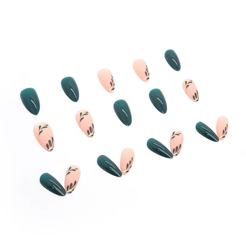 24 pièces faux ongles français amande longue couverture presse